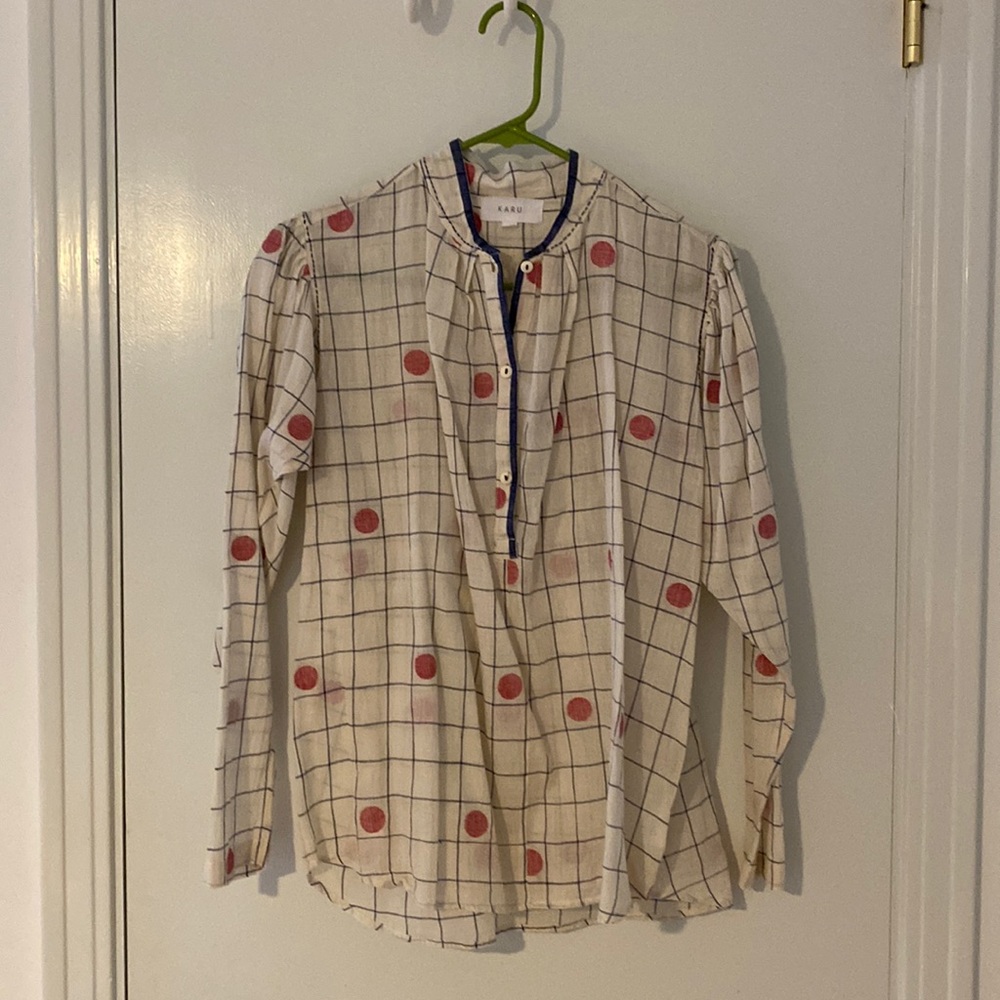 Karu cotton blouse with beautiful details. Size S, unworn but with no tags